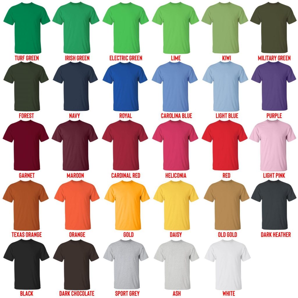 t shirt color chart - Kill Tony Shop