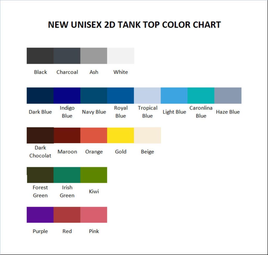 tank top color chart - Kill Tony Shop